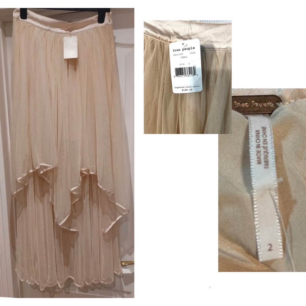 Free People Blush Pink Layered Tulle Maxi Skirt